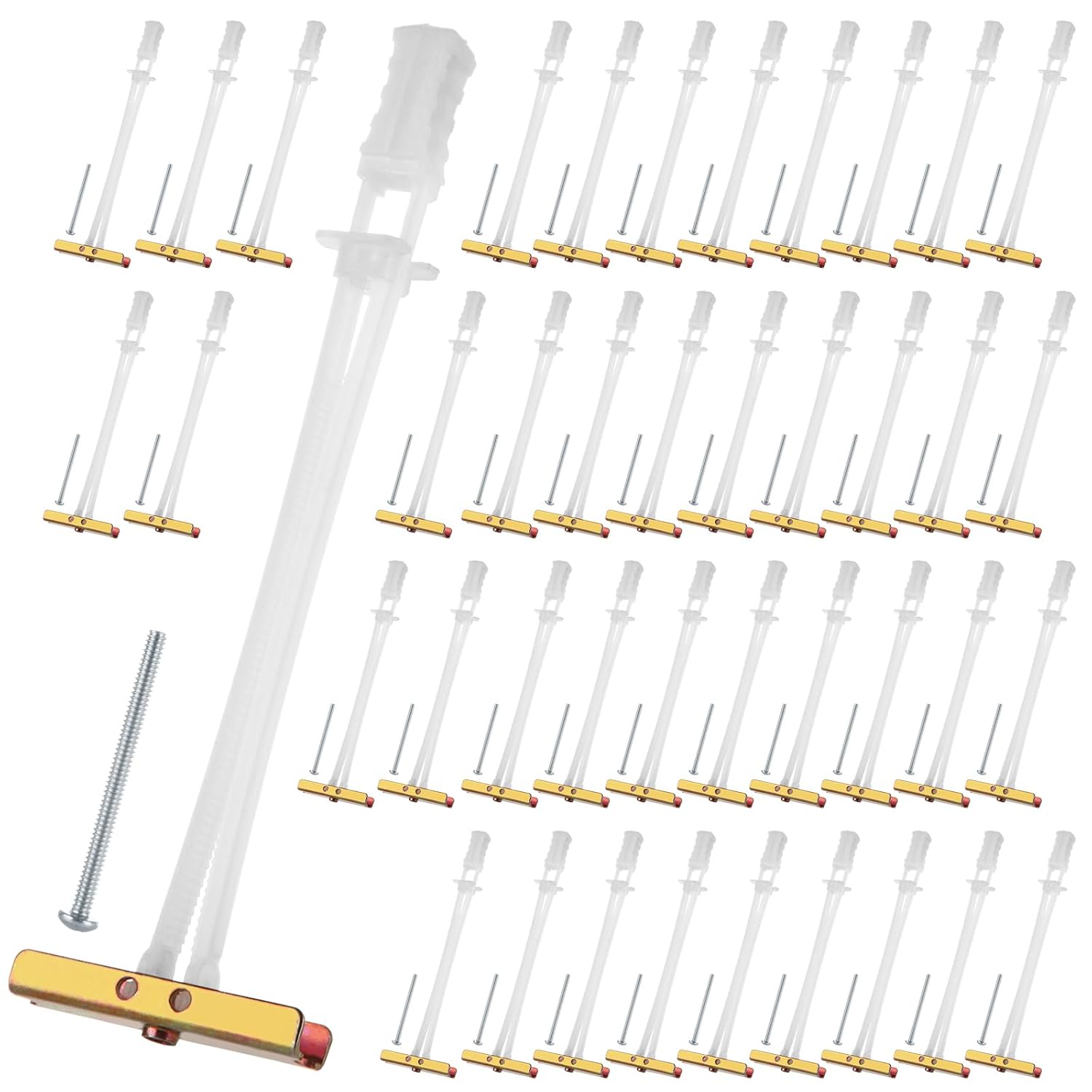 40pcs Wall Anchors, 6.7inch Hollow Anchor with 3/16"-24 Bolt, Snap Toggle Drywall Anchors for Drywall Heavy Duty, Tv Mounting Kit, Holds Up to 240 Lbs