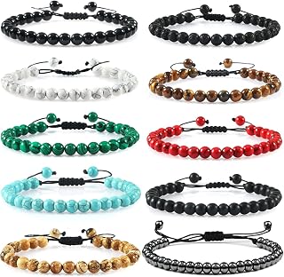 6 MM Mini Gem Semi Precious Gemstone Energy Bracelets Tiny Bracelet Natural Stone Adjustable Bracelet Charm Beaded Unisex Bracelets