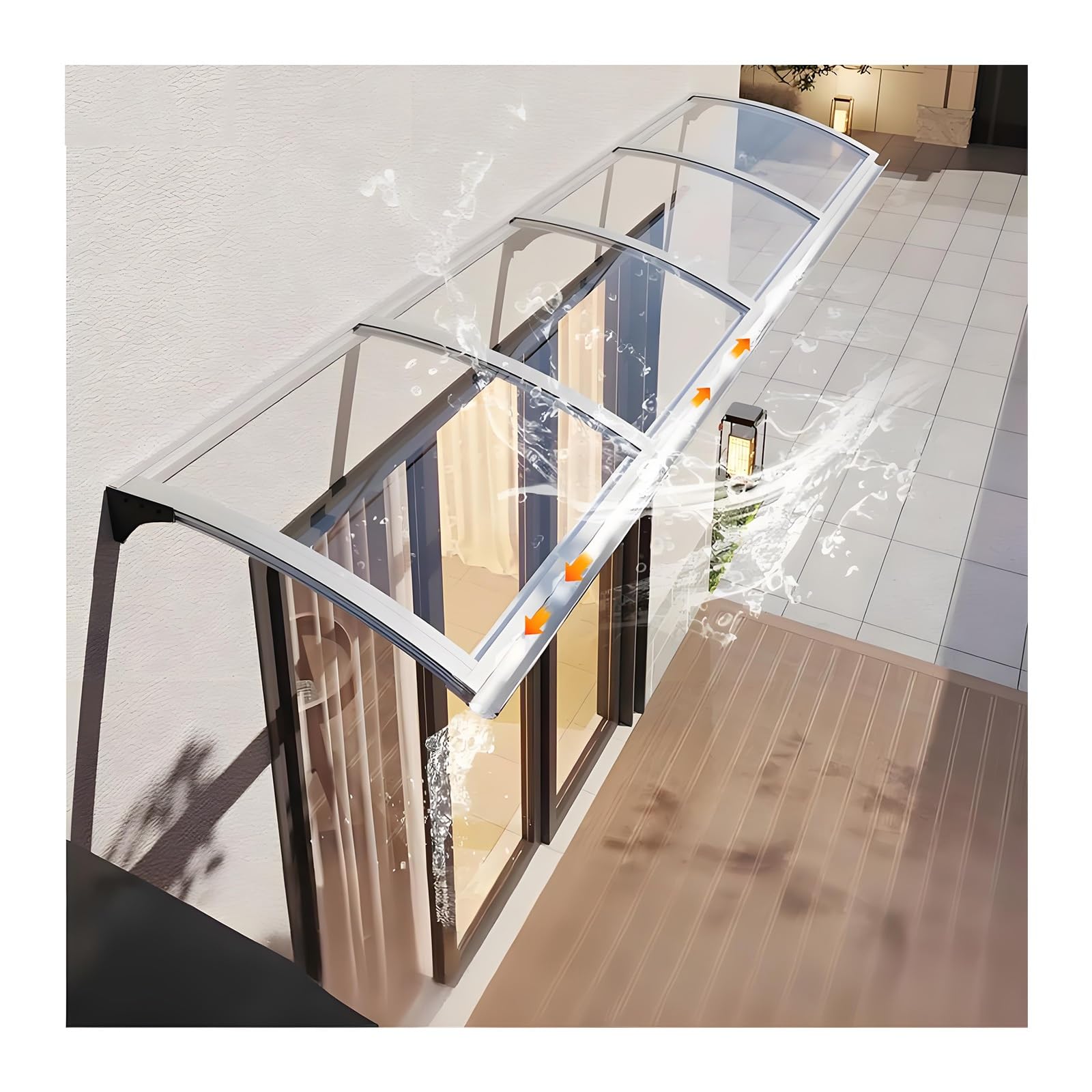 GJZQDKX Entry Door Canopy UV-Resistant Polycarbonate Awning Snow & Rain Protection Cover (65x130cm/25.6x51in) for Outdoor Entryways Weather Shield