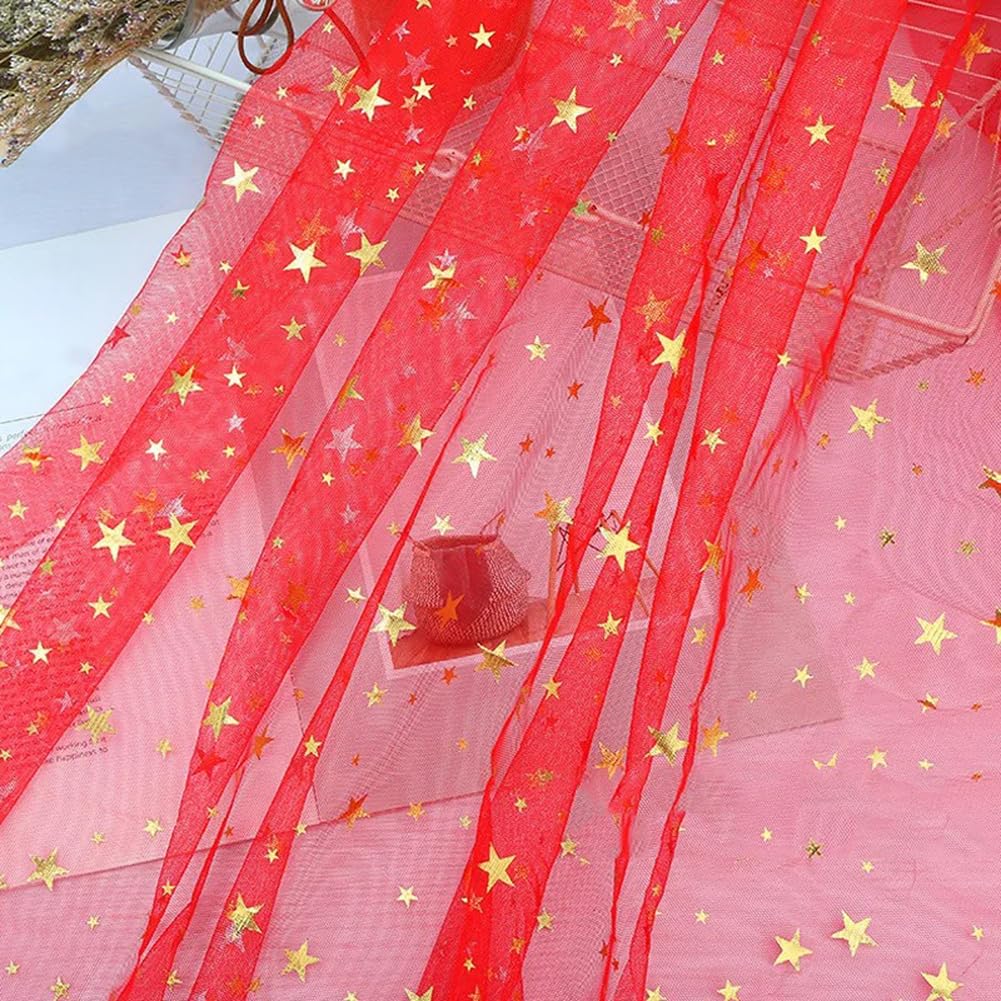 Tulle rouge étoiles dorées de 160 cm pour embellir votre décoration de mariage