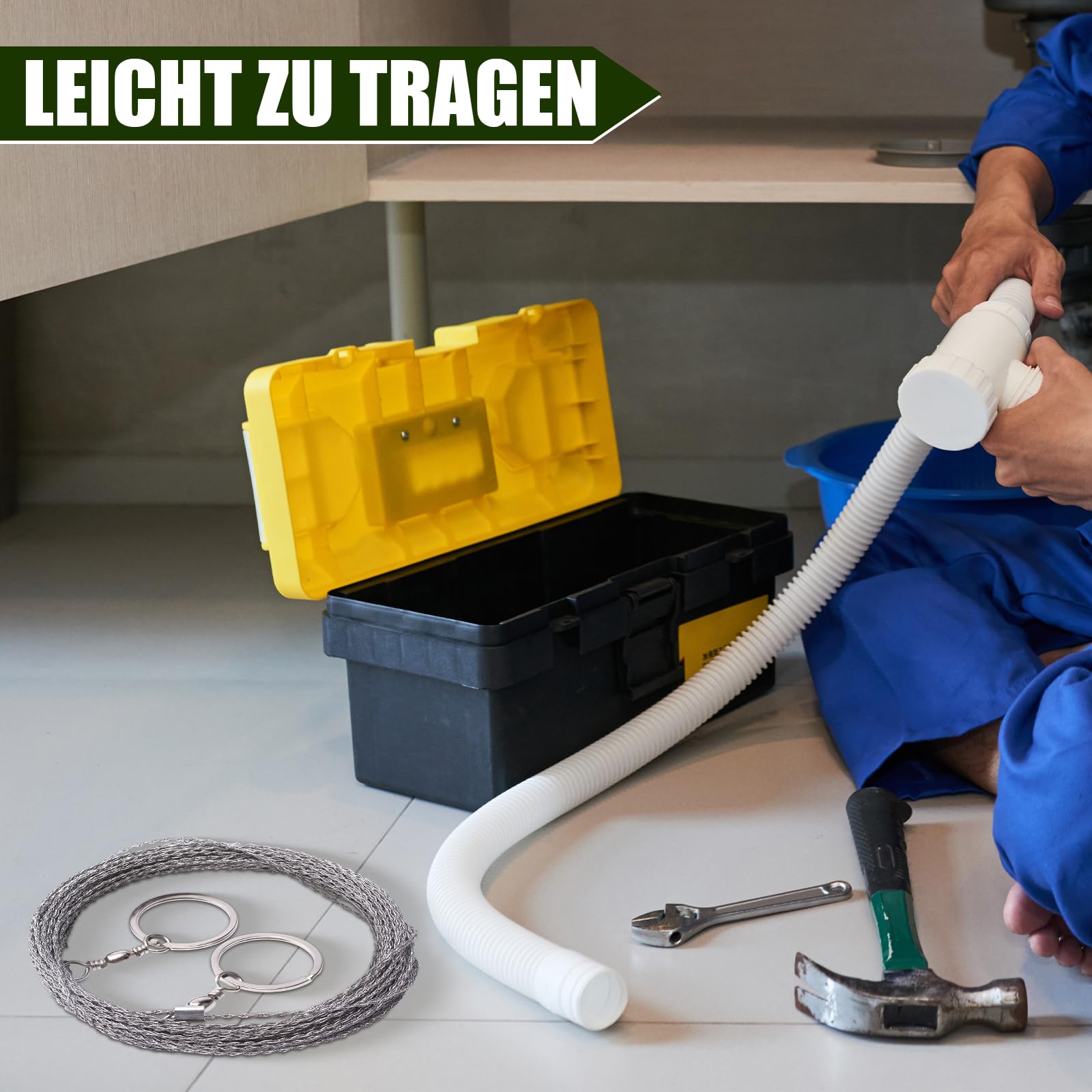 Harilla 10m Verstärkte Seilsäge, Tragbare Handsäge Seilsäge, Edelstahl-Taschenwerkzeug Flexible Taschenkettensäge Seilsäge zum Schneiden, Flexible Handdrahtsäge für Angeln Exploration Gartenarbeit