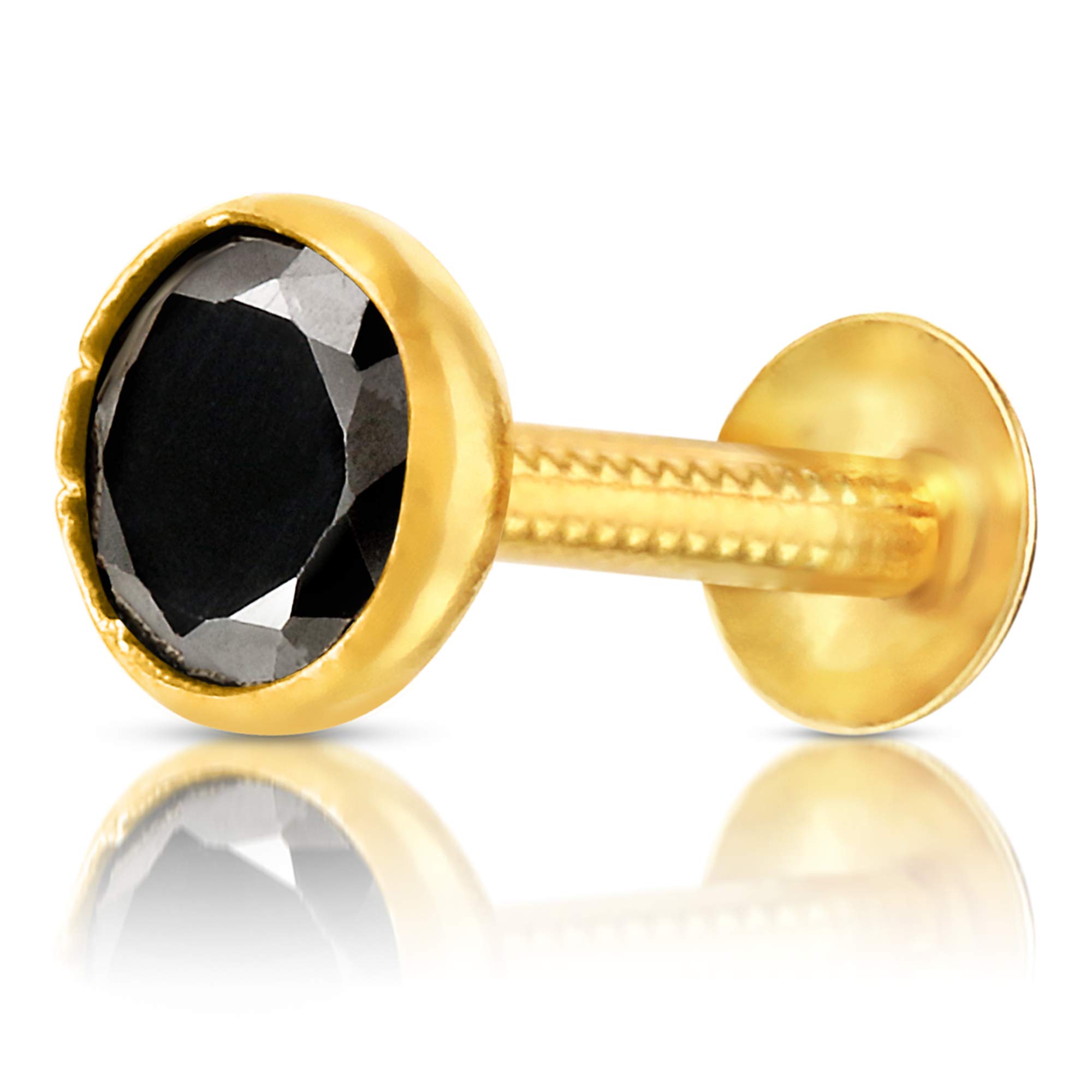 GEHLOT ; OneStep Towards Online 12karat Yellow Gold Nose Pin Stud | Round Design Diamond Piercing Nose Stud | For Women and Girls - Black (B091PR6BVN) Amazon Price History, Amazon Price Tracker