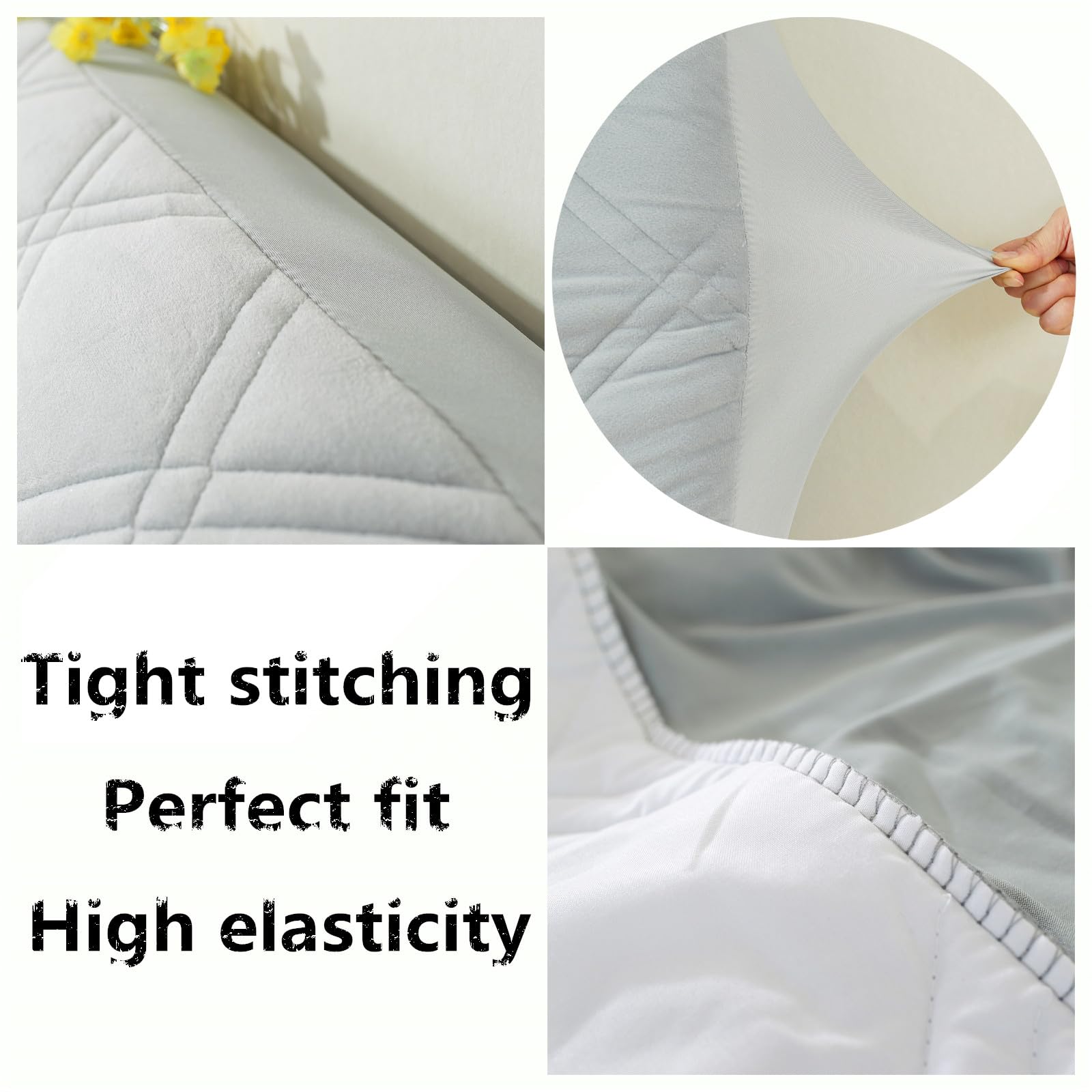 Juego de 2 fundas elásticas para cabecero de cama individual, King o doble, de tela de terciopelo, gruesa, lavable, a prueba de polvo (color caqui, 160 cm)