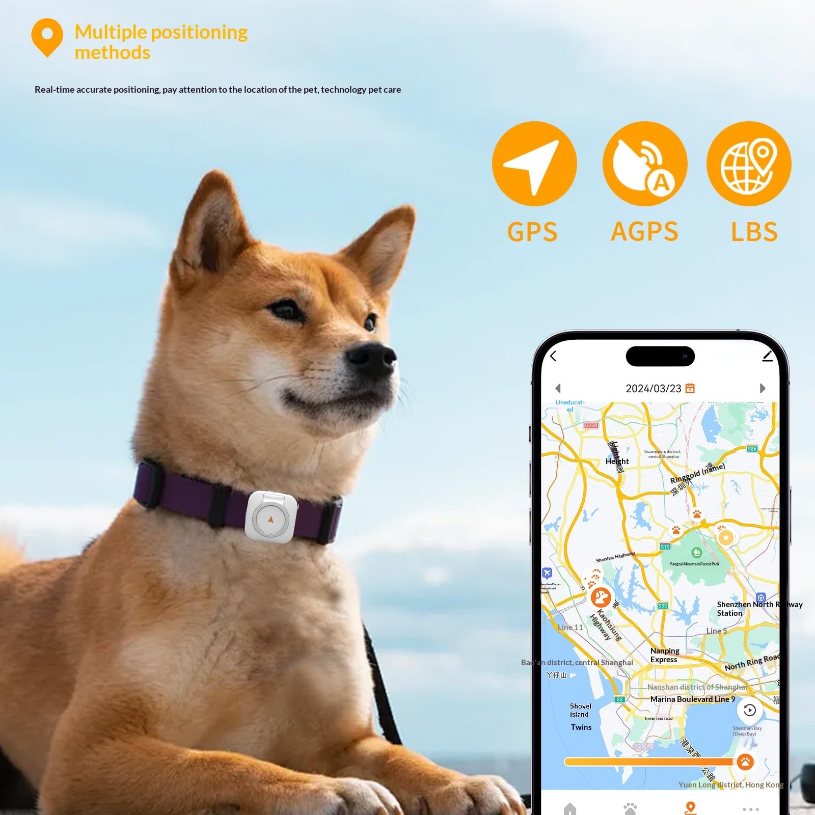 Collar de seguimiento GPS para mascotas, rastreador de ubicación en tiempo real para perros y gatos, gestión de la salud, compatible con iOS/Android, IP67 impermeable, localizador de seguridad