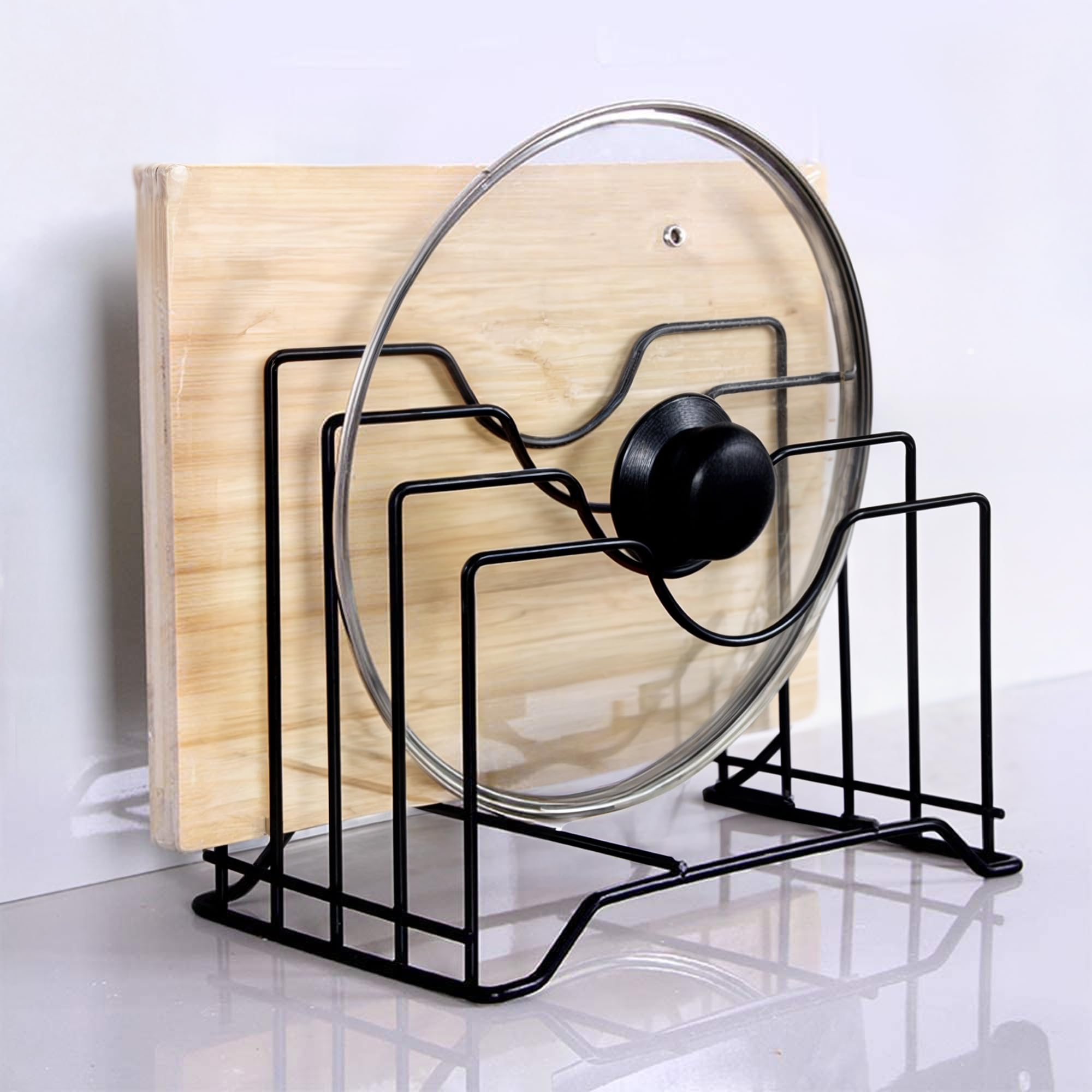 Serenz, Multifunctional Kitchen Cabinet Organizer – Black Lid Organizers for Kitchen | Pot Lid Organiser, Pan Holder, Tawa Stand, Chopping Board Rack | Cutting Board Stand | kitchen organizer rack