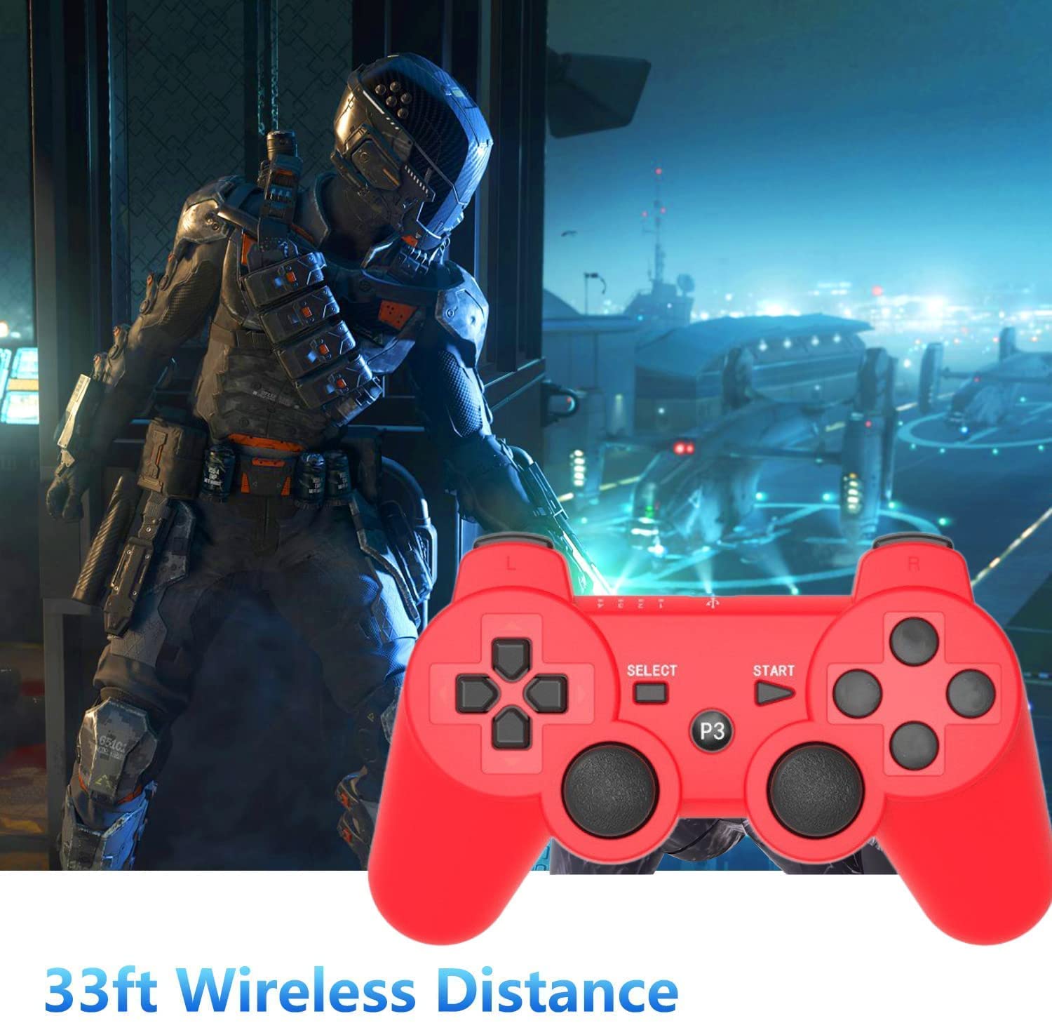 2 Pack Controller PS3,controller wireless PS3,gamepad Double Shock ad alte prestazioni per Playstation 3 con cavo di ricarica