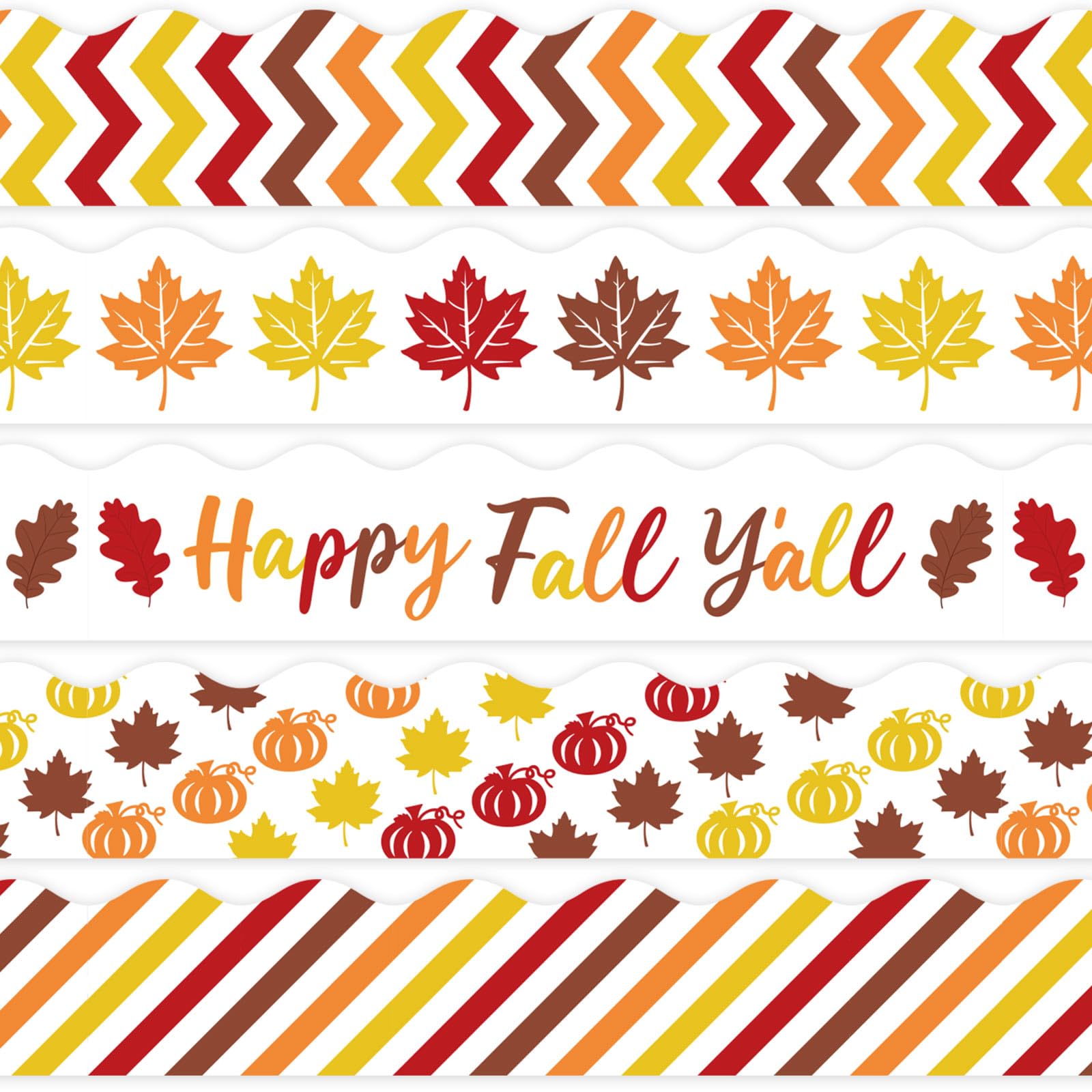 Whaline 32.8ft Fall Bulletin Board Border – Colorful Cartoon Maple Leaf Trim For Autumn & Thanksgiving Decor