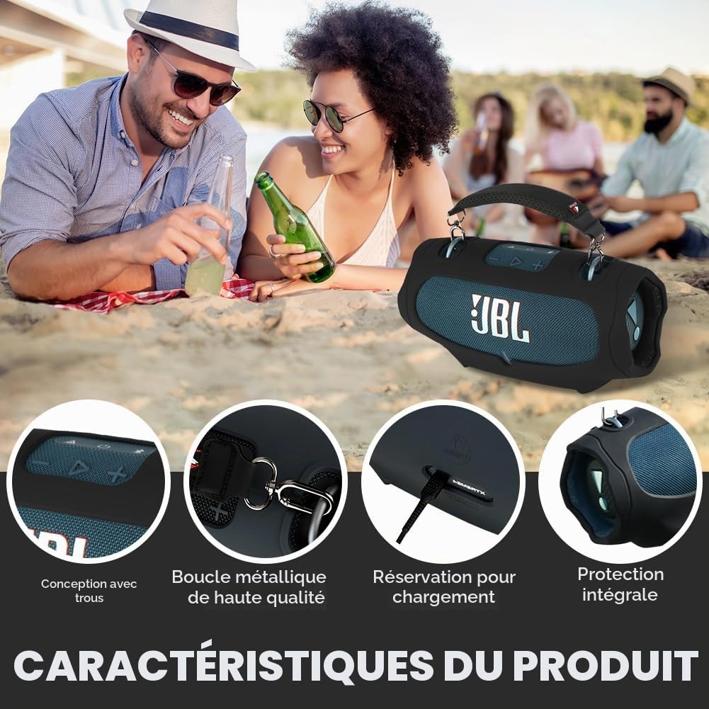 Housse en Silicone pour JBL Xtreme 4 Haut-Parleur Bluetooth Portable – Étui Protecteur Antichoc avec Sangle de Transport, Housse Antidérapante pour Voyage en Extérieur