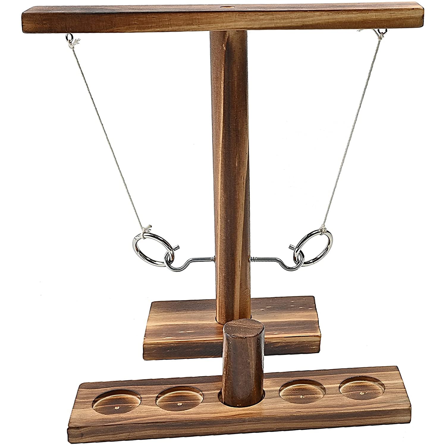 DLMAONN Ring Toss Games for Kids Adults, Hook and Ring Game for Outdoors & Indoors, Wooden Ring and Hooks Drinking Game, Great for Party & Bars, Handmade Wooden Party Interactive Toys