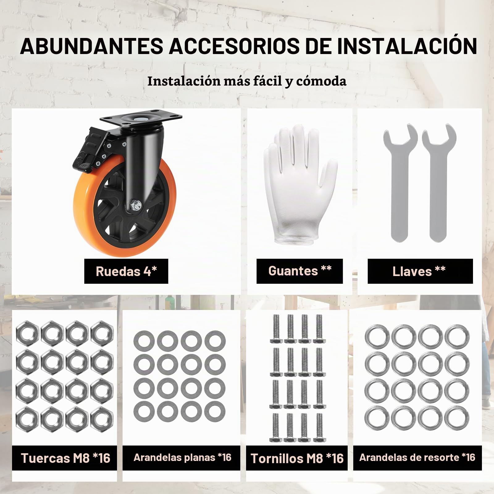 VEVOR Ruedas Giratorias con Placa Juego de 4 Ruedas para Muebles, Ruedas Silenciosas de PVC de 152,4 mm con Freno de Bloqueo A/B, Capacidad de Carga de 318 kg por Rueda para Carros de Banco de Trabajo