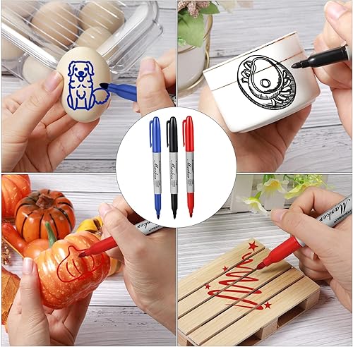 Miniatura 7 de Yahenda Paquete de 150 marcadores permanentes a granel, marcadores permanentes de punta fina, para trabajo en madera, metal, piedra, vidrio,