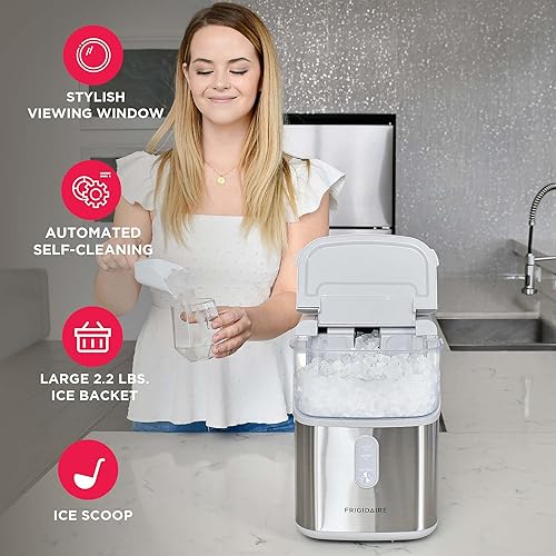 Miniatura 8 de Frigidaire Máquina de hielo crujiente de pepitas masticables V2, 44 libras por día, acero inoxidable