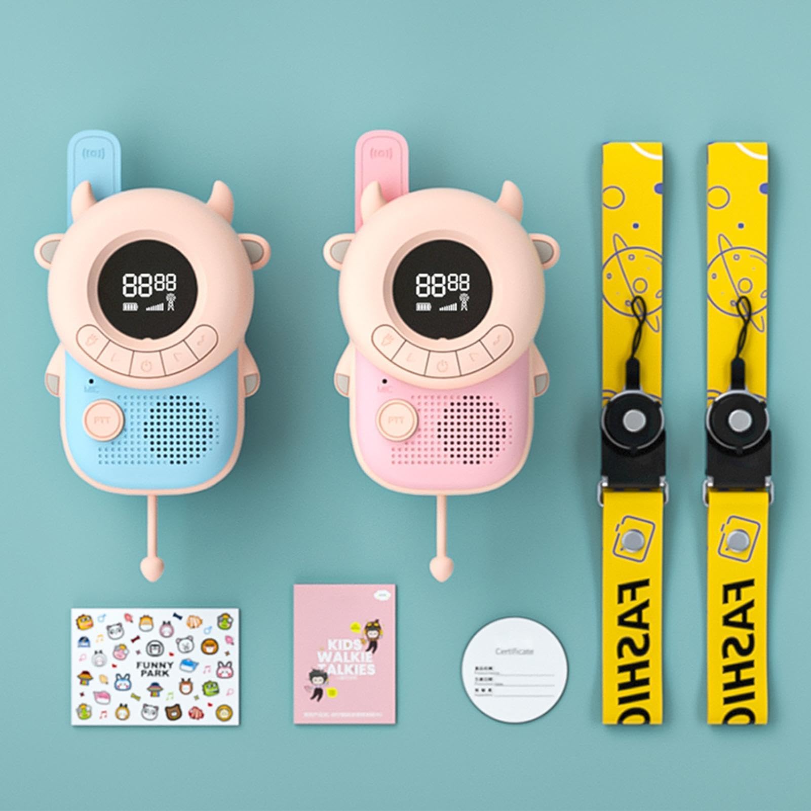 Kinder Walkie-Talkies 2er-Set, große Reichweite, tragbar, LCD-Display, | Camping Walkie-Talkies für Kinder für und Mädchen Outdoor Reisen Garten Urlaub Geburtstag Party