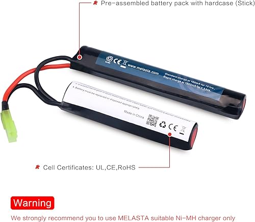 Miniatura 4 de melasta Paquete de 2 baterías NIMH Butterfly Nunchuck de 8.4 V 1600 mAh compatibles con mini tamiya conector pistolas de Airsoft