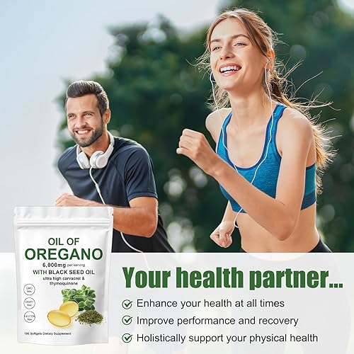 Miniatura 6 de Aceite de orégano con aceite de semilla negra, 180 cápsulas de aceite de orégano 2 en 1, 6000 mg de aceite de orégano con aceite de semilla negra,