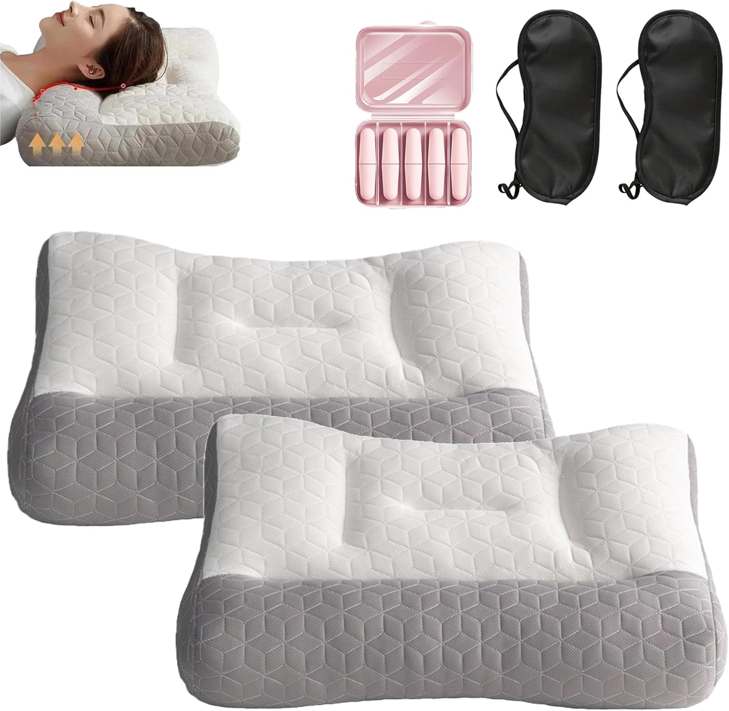 Sleep Enhancing Cervical Support Comfort Goose Down Pillow, Orthopedic Deep Sleep Pillow