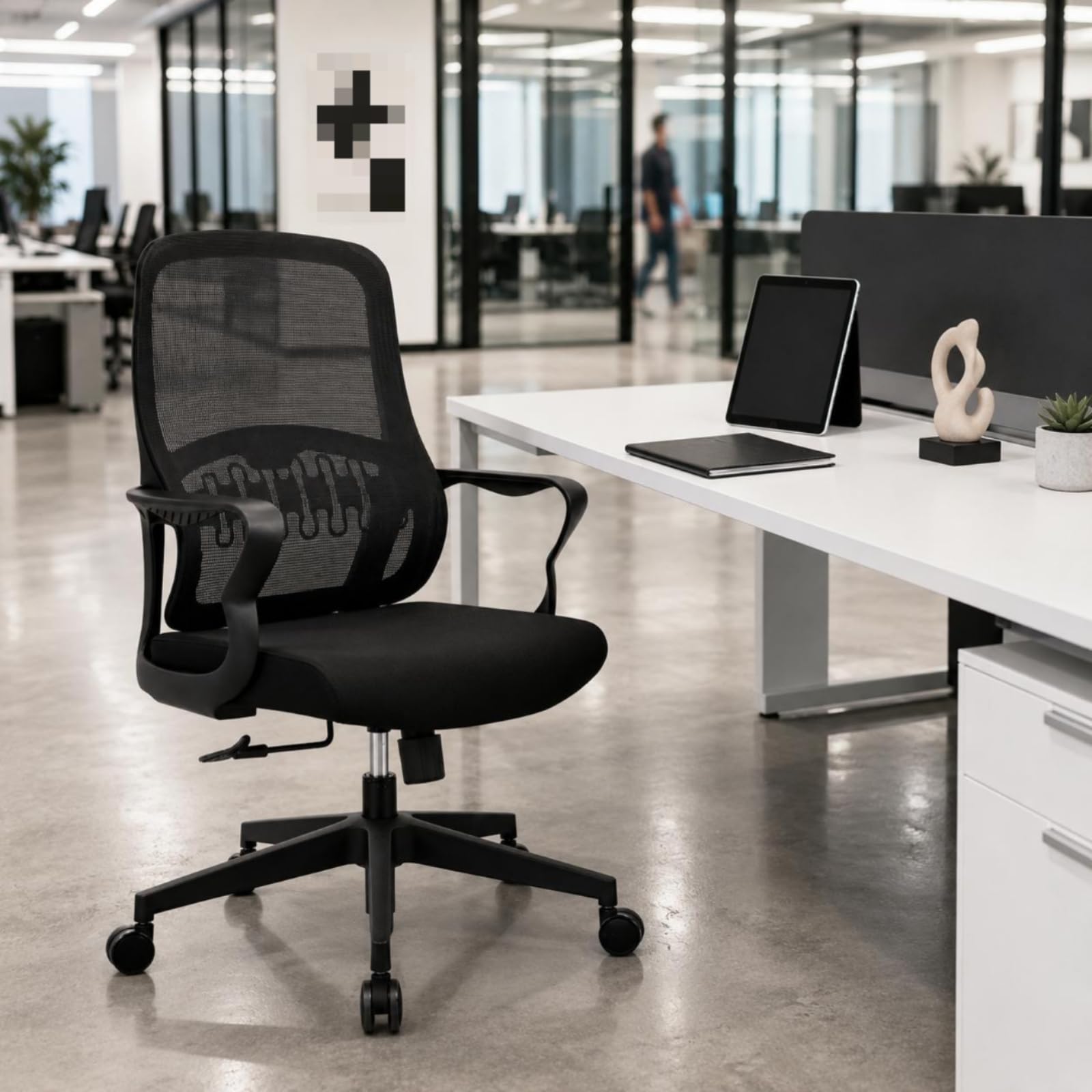 Sedia da Ufficio Ergonomica Sedia da Scrivania Sedia Girevole Sedia Operativa con Rete Cuscino Seduta Morbido Braccioli Fissi E Ruote Girevoli Adatta, style to 1