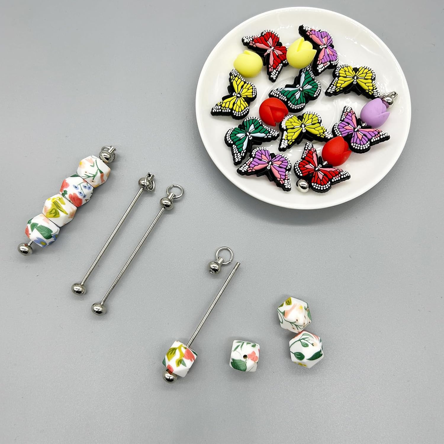 20 Pcs Beadable Keychain Bars, Blank Beadable Keychains, Beadable Keychain Making Kit, Silver Beaded Keychain Bars for DIY Projects Crafts Pendant Charms Supplies - Image 6