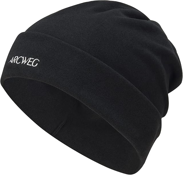 Arcweg Winter Running Beanie Hat Thermal Fleece Hat for Unisex Men Women Cuffed Hat Breathable Warm Stretchable Sports Beanie Hat Head Warmer for Skiing Hiking Cycling