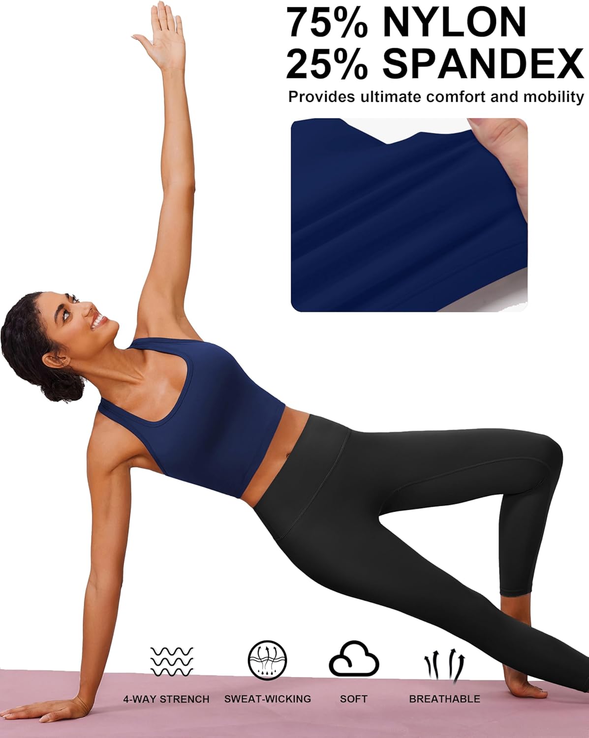 PINSPARK Racerback Crop Tank Tops for Women Longline Padded Sports Bra Scoop Neck Workout Yoga Top - Image 4