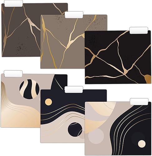 Juego de 24 carpetas decorativas (6 diseños) carpetas de archivos, carpetas, bonitas carpetas de archivos, carpetas para suministros de oficina,