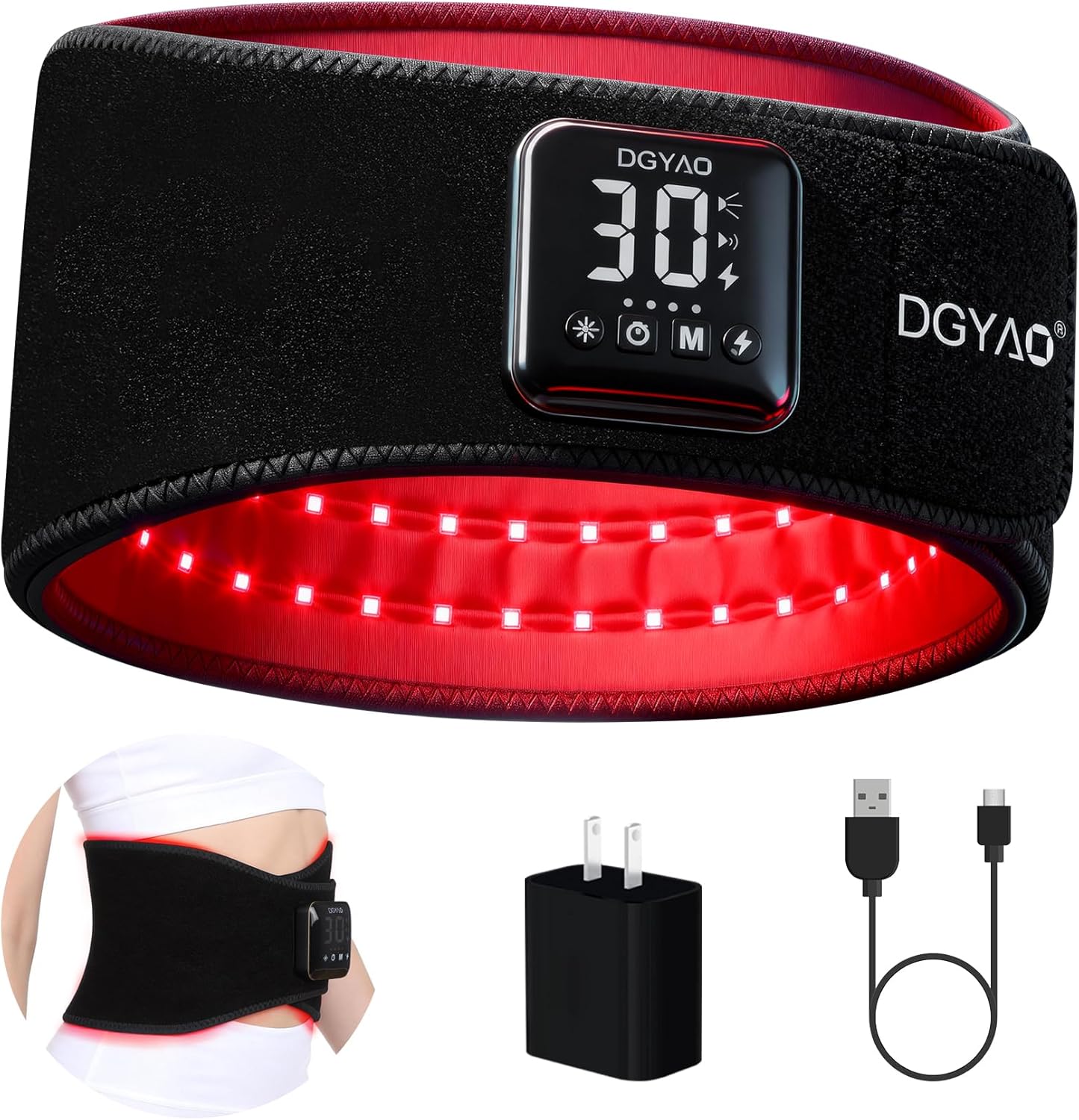 Eicolorte Red Light Therapy Belt, Cordless Near Infrared Light Therapy Body with 660nm & 850nm,Portable Light Therapy Wrap for Pain Relief Muscle Joint, Home Use with Timer