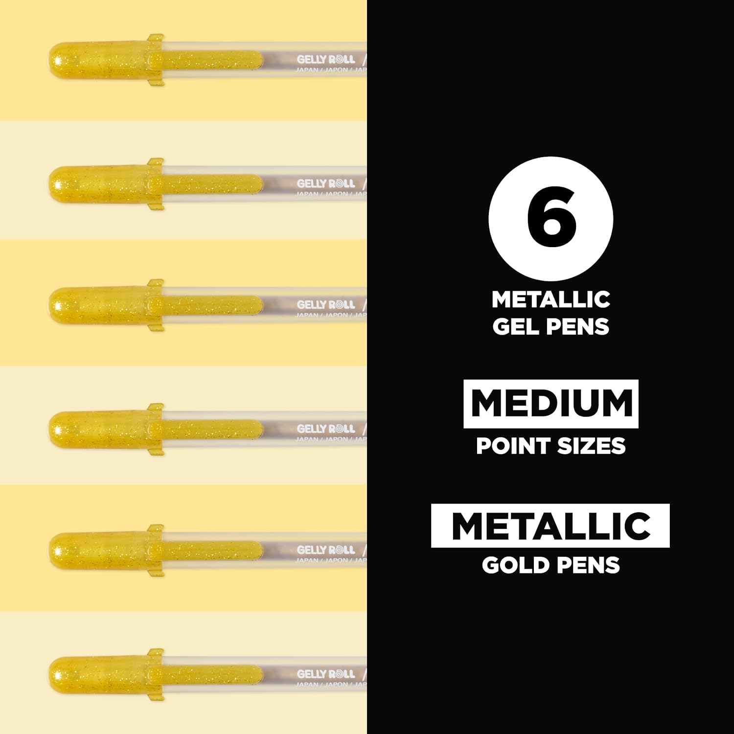 SAKURA Gelly Roll Metallic Gel Pens, 6 Piece Gold, 6 Pack