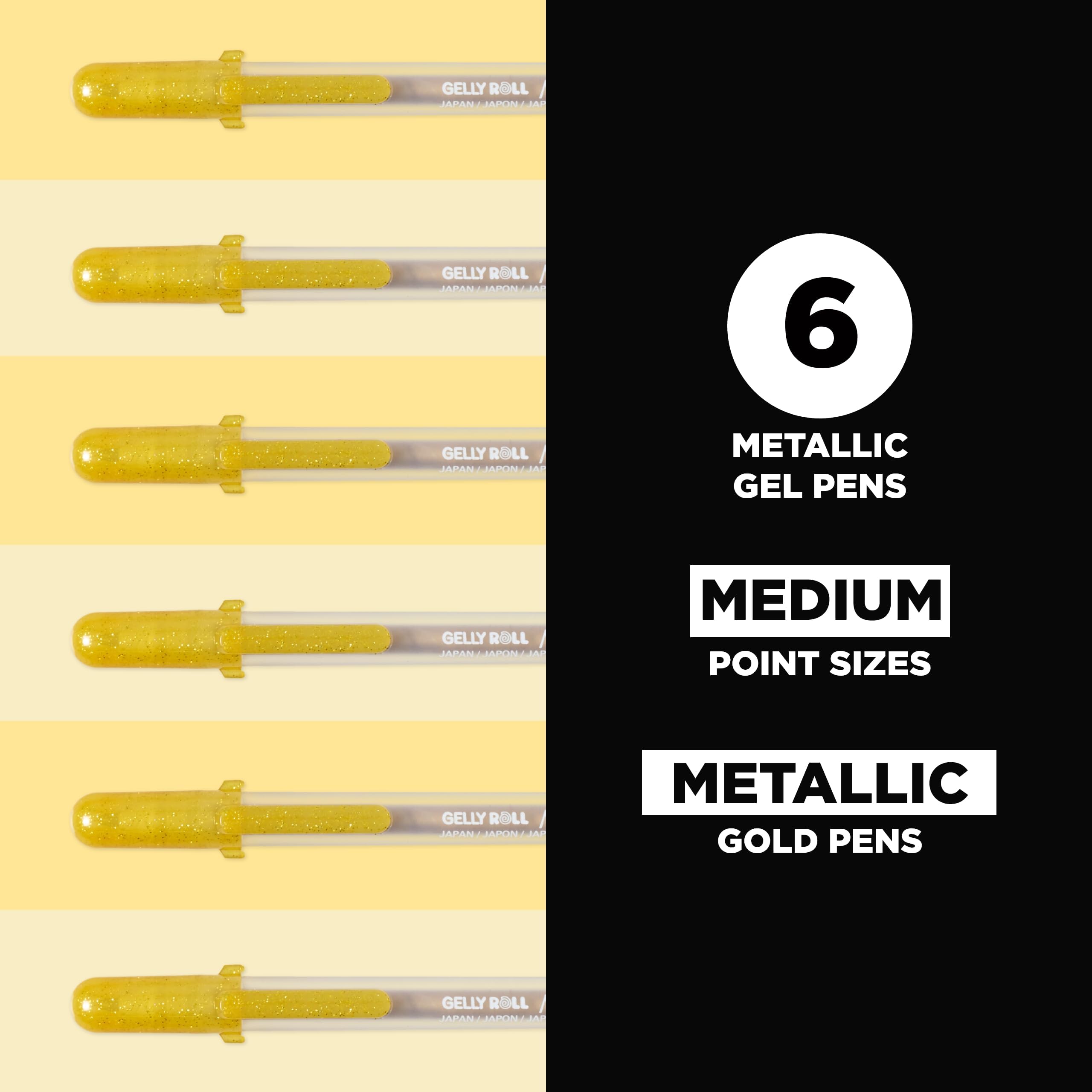 SAKURA Gelly Roll Lot de 6 stylos à pointe moyenne métallique Doré