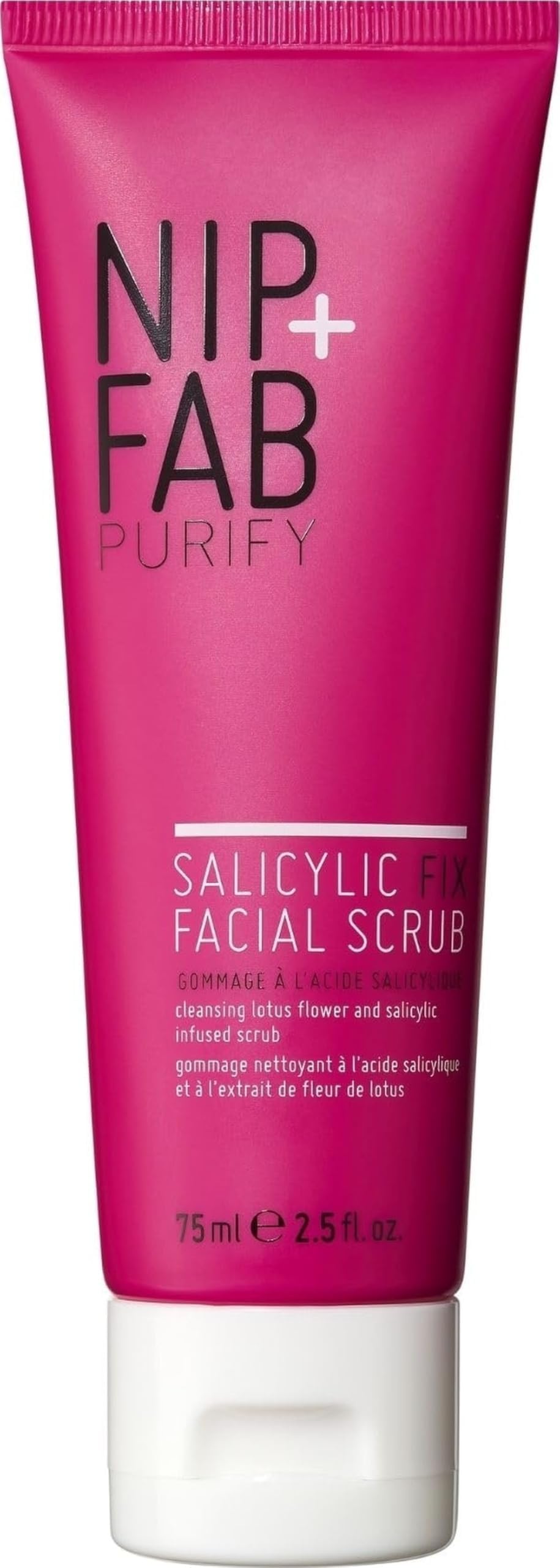 Nip + Fab Salicylic Acid Fix Scrub for Face with Vitamin E and Volcanic Rock Exfoliating Facial Cleanser Exfoliant for Pores and Oil Control, 75 ml