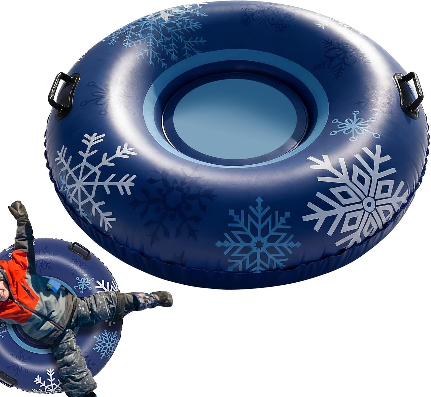 Snow Tubes - 43 Inch Inflatable Cold Sled for Winter Fun, Outdoor Adventure with Smooth Sliding Function, Heavy Duty Float for Travel, Race, Party, Camp, Picnic, Thick PVC Material, Gift Box