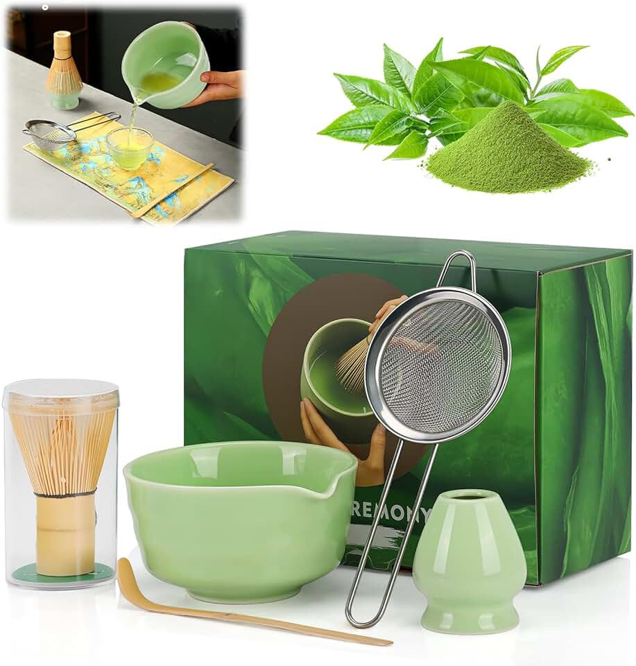 Kit 5 Conjunto Matcha, Kit Completo de Cerimônia do Chá Matcha, Ferramentas de Cerimônia de Chá, Conjunto de Chá Artesanal Batedor