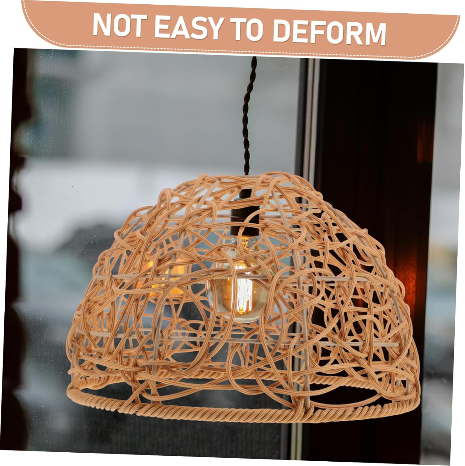 Ciieeo Farmhouse Boho Faux Rattan Pendant Lampshade Handwoven Light Shade for Kitchen and Dining Room Decor Minimalist Style Artisan Craftsmanship Cozy Ambiance