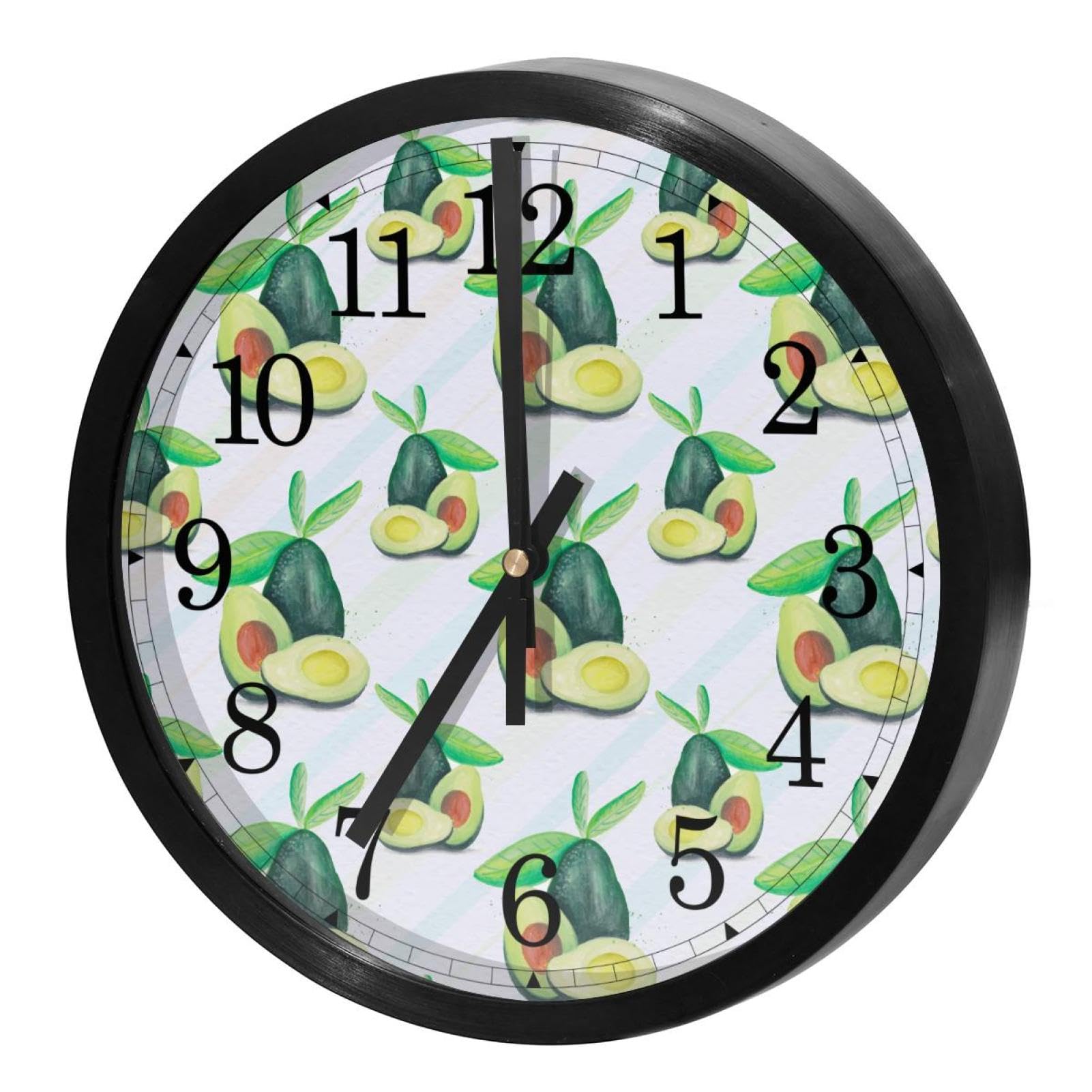 Horloge murale silencieuse à quartz contre insomnie motif avocat coloré pour maison