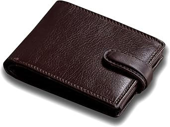 Mens Luxury Dark Real Leather Tr-Fold Wallet 12 x 9.5 cm Borwn