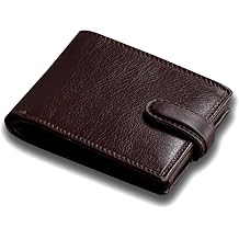Mens Luxury Dark Real Leather Tr-Fold Wallet 12 x 9.5 cm Borwn