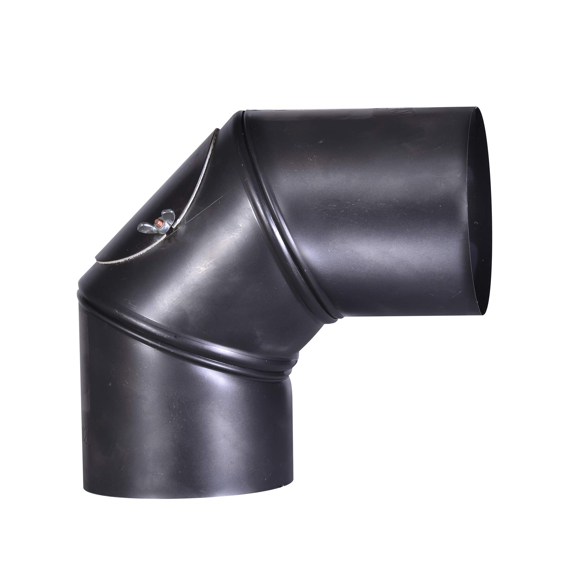 Porte de nettoyage Ø 120 mm sur coude en tôle dacier FireFix réglable à 90 degrés