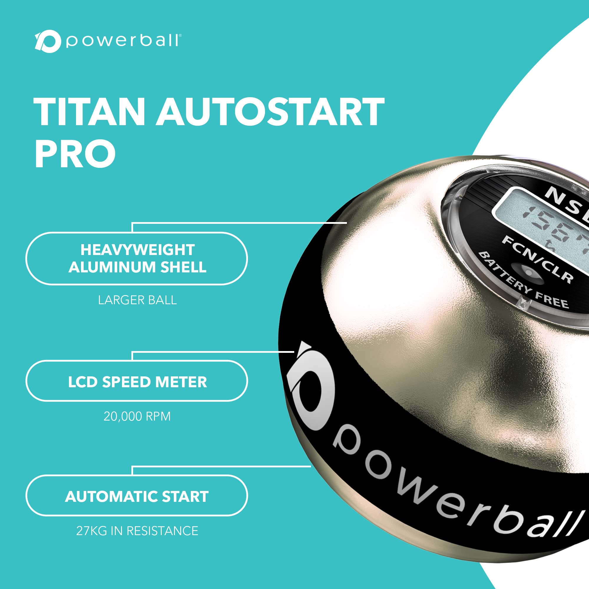Powerball Electric Start Gyroscope - Gyro Ball pour la Force du Poignet, l'entraînement à la préhension et la rééducation