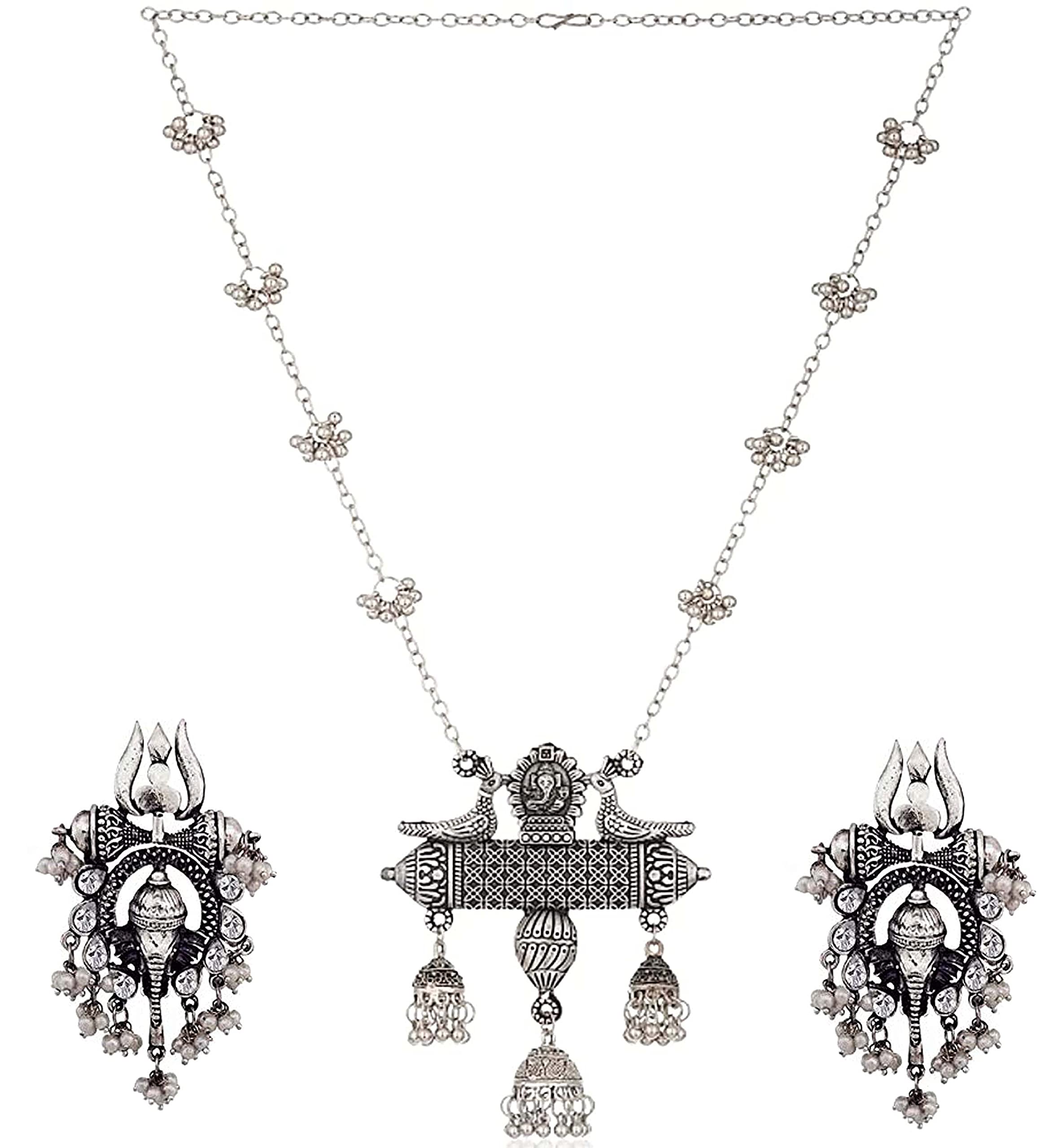 Total Fashion Jewellery Oxidised Silver Banjara Style Chain Necklace with Ganesh Earring for Women & Girls (B08QRYZWYC) Amazon Price History, Amazon Price Tracker