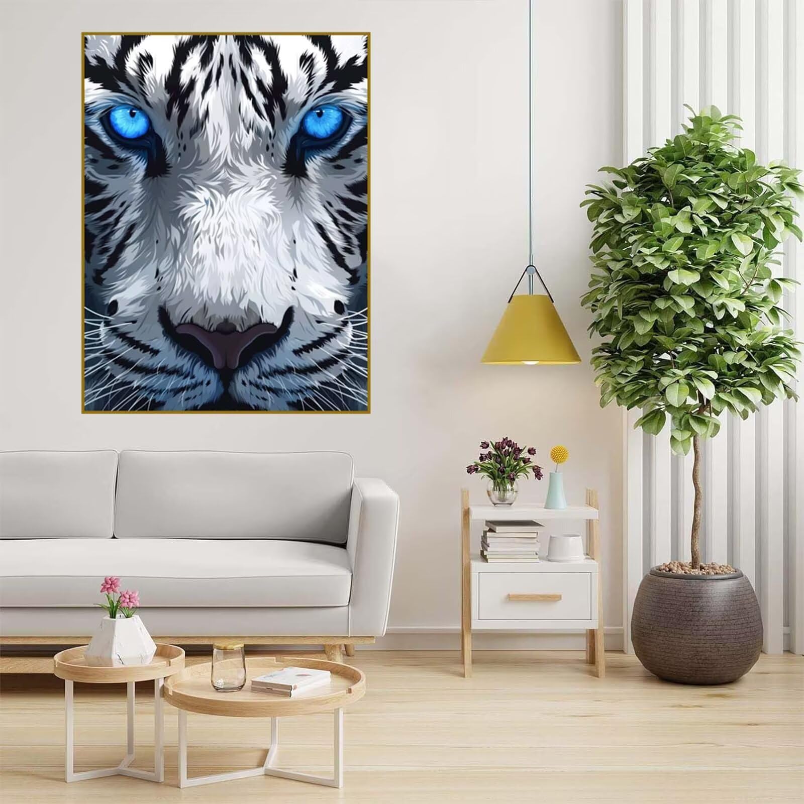 Diamond Painting Tier Malen Nach Zahlen Erwachsene, 5D Diamant Painting Bilder Tiger Diamond-painting Mosaikherstellung Bastelset Kinder ab 6 Jahre, Deko Wohnzimmer, Mädchen Geschenke 70x100cm 6X-783
