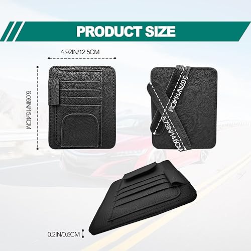 Miniatura 2 de Organizador pequeño para visera solar para automóvil, bolsillo de almacenamiento interior de cuero, accesorios para guardar lentes de sol, llaves,