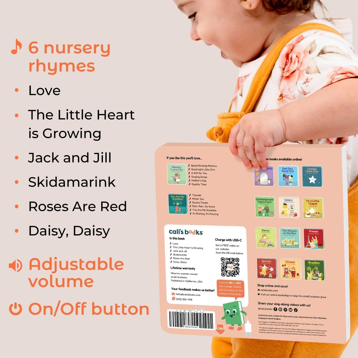 Cali's Books Music Books for Toddlers 1-3 Years Old - Toddler Valentines Day Book for Kids, Valentine Baby Sound Book for Girls, Musical Song Toy for 1 Year Old, Singing Toys for 2 Year Olds