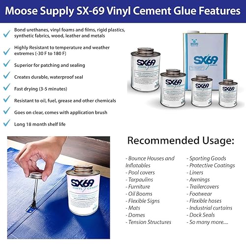 Miniatura 3 de SX-69 - Pegamento de cemento de vinilo - lata de 4 onzas - Adhesivo de calidad industrial y resistencia comparable a HH-66