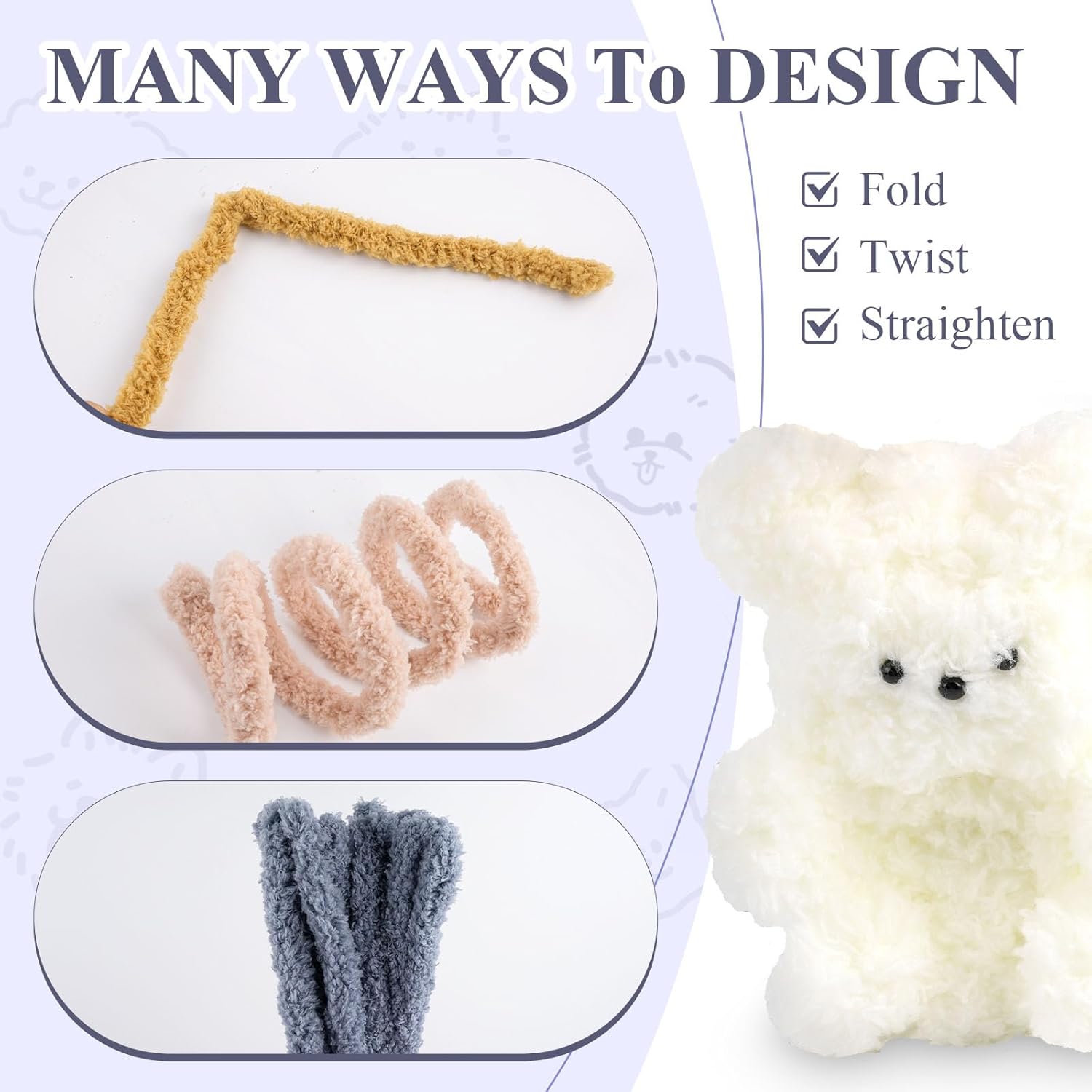 Aemygo 40 Inch Extra Thick Pipe Cleaners, 24 Pcs Jumbo Fur Chenille Stems Pipe Cleaner, Long Fluffy Coral Fleece Craft Supplies for DIY Projects & Crafts Decorations
