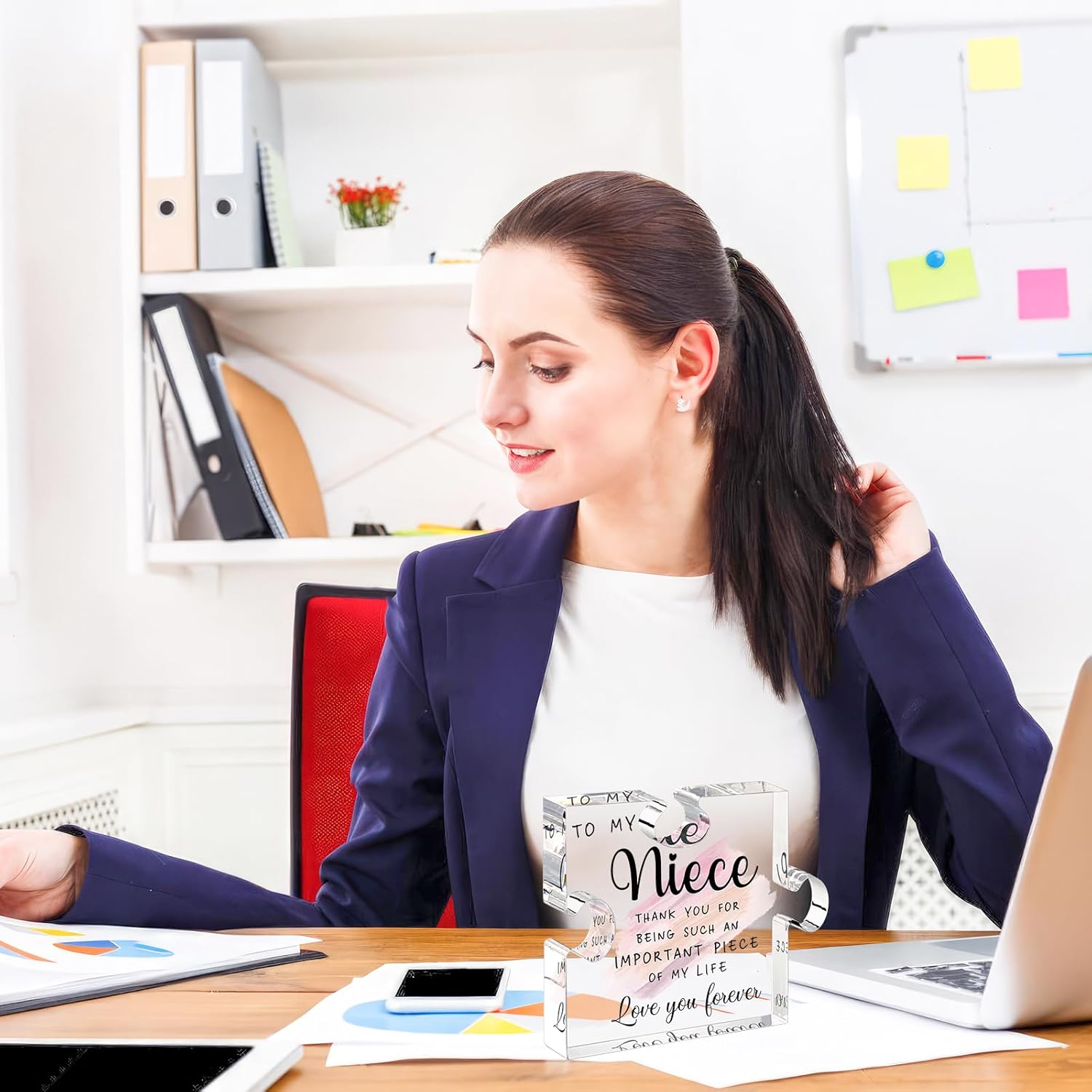 LukieJac Niece Gifts from Auntie Uncle - Nieces Birthday Gifts Best Niece Ever Gift for Nieces from Aunt Graduation Mothers Day Christmas Valentines Day Gift Paperweight Keepsake 4.7 x 3.9 Inch - Image 4