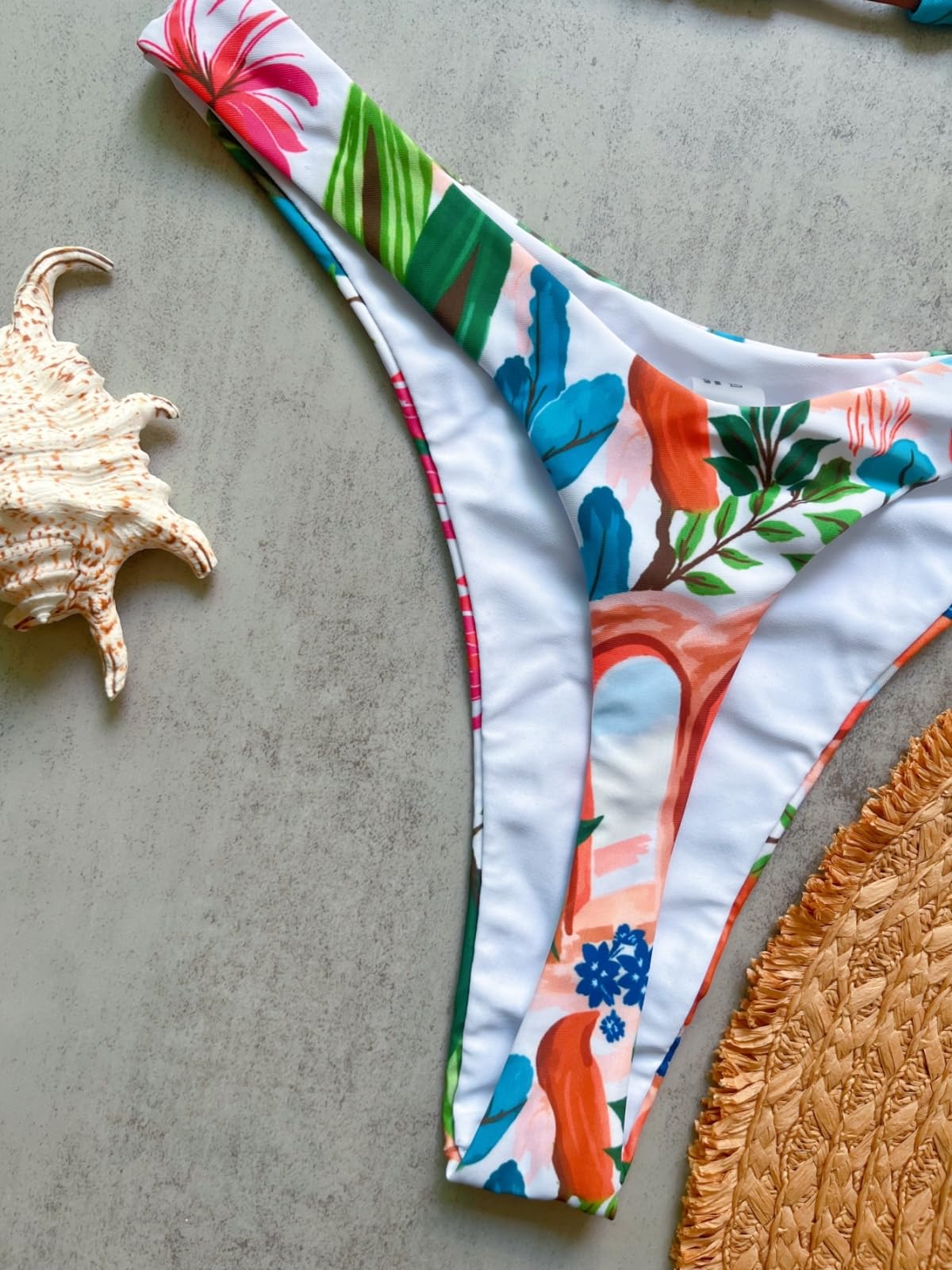 Set Bikini Donna Donne Tropicale Paesaggio Floreale Due Pezzi Regolabile Cravatta Triangolo Alto Taglio Capriccioso Costume da Bagno per La Spiaggia PisChina