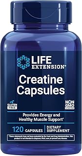 Life Extension Creatine Capsules – Creatine Monohydrate – Promotes Strength, Lean Muscle, Healthy Endurance – Non-GMO, Gluten-Free – 120 Capsules