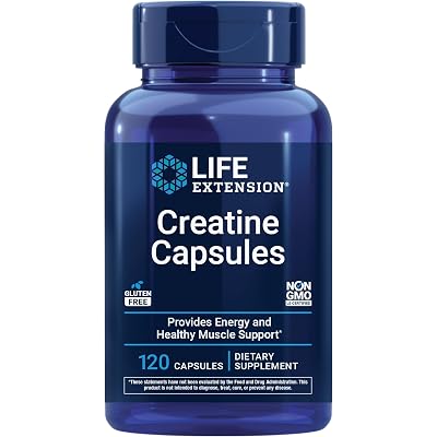 Life Extension Creatine Capsules – Creatine Monohydrate – Promotes Strength, Lean Muscle, Healthy Endurance – Non-GMO, Gluten-Free – 120 Capsules