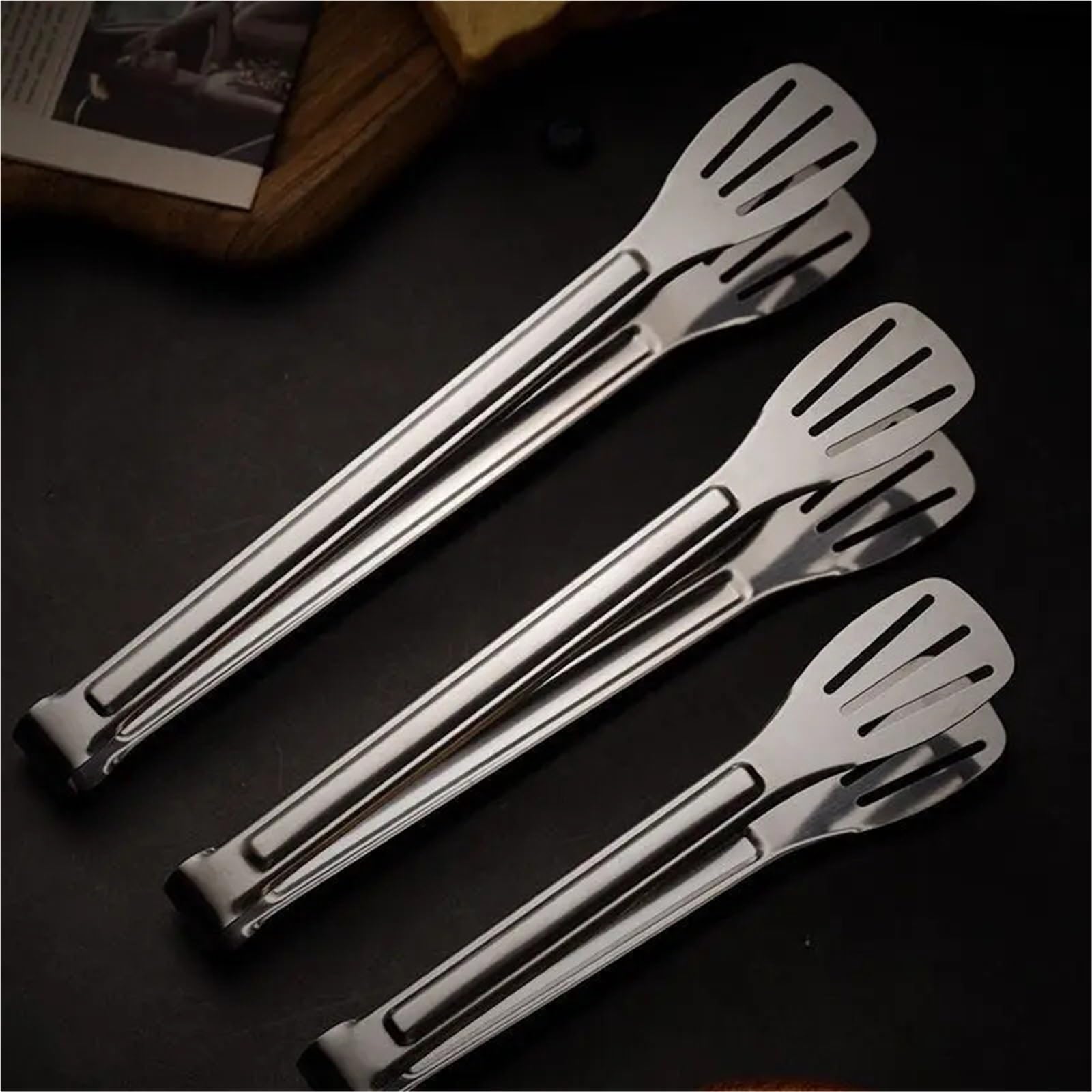 Pinzas para barbacoa, Pinzas de Cocina Acero Inoxidable Plata 9/12/14 pulgadas(12inch 1pc)