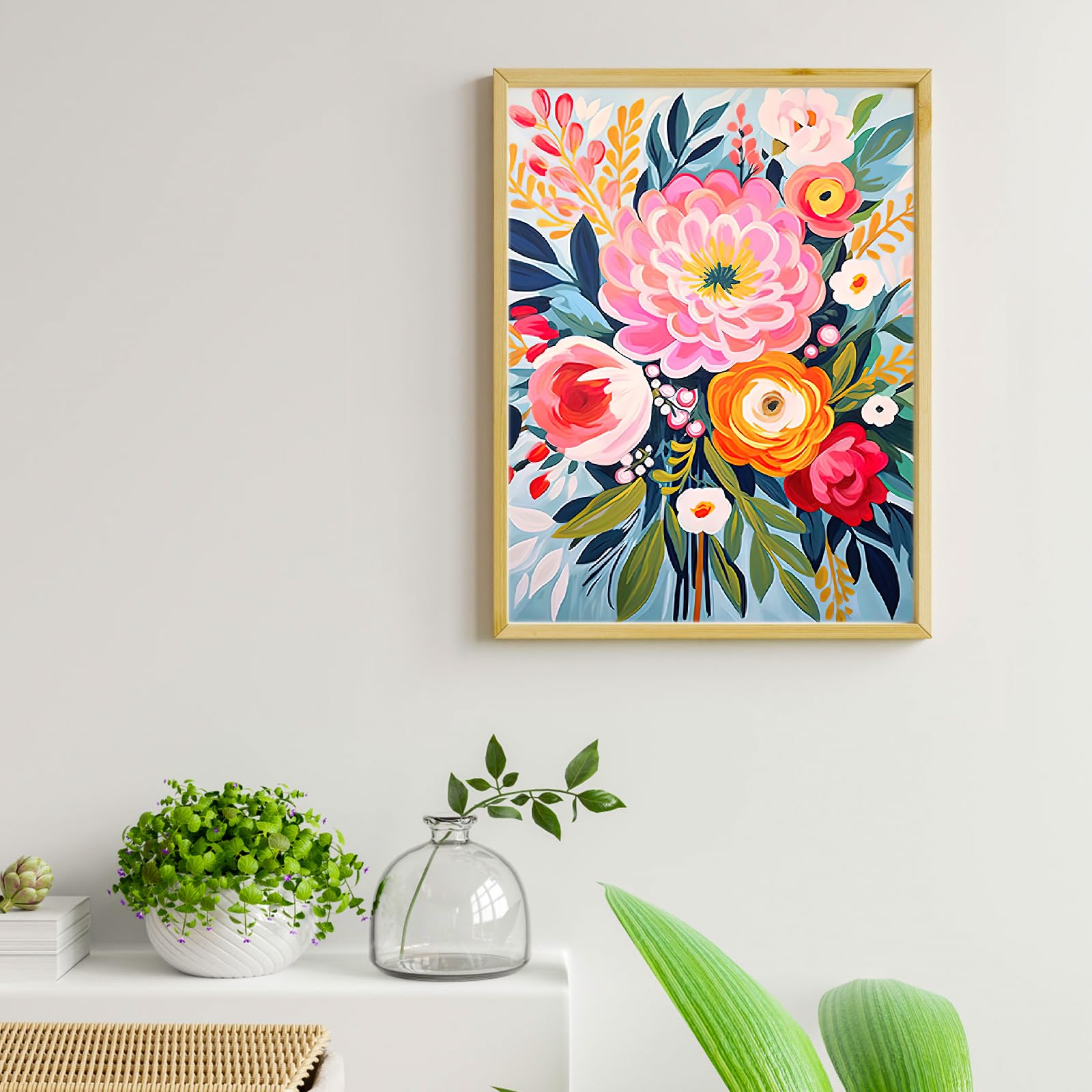 gelrovaled Dipingi con i Numeri per Adulti, Kit di Pittura acrilica Adulti Principianti Facile su Tela, Decora la casa Regalo,con Vernici e pennelli, 30 x 40CM, Con cornice (Flower 03)