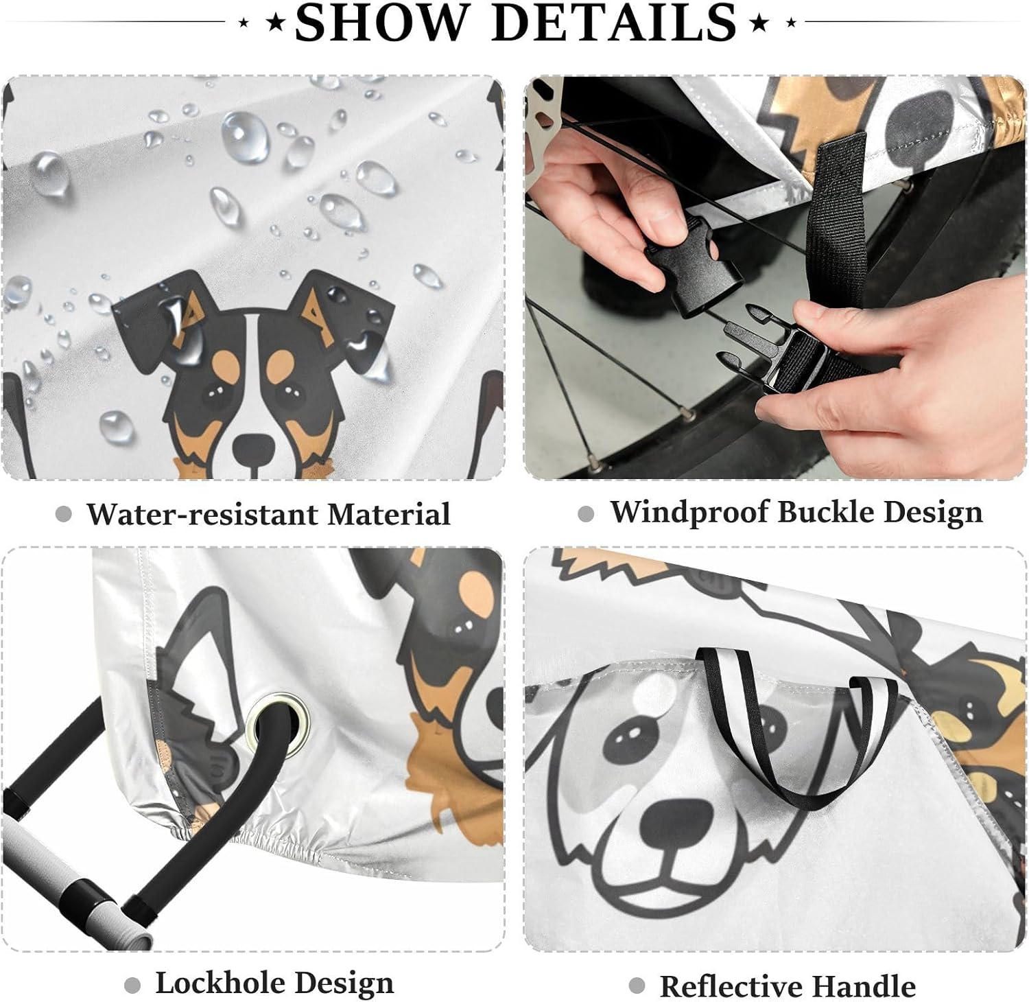 ALAZA Doodle Puppy Dogs Print Bike Cover Waterproof Outdoor Ebike Bicycle Covers Tarp Protection for 1/2 Bikes, Sun UV Dust Wind Proof